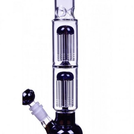 14" Double Tree Perc Beaker Bottom Bong - Black New