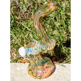 The Magnificent - 8" Golden Fumed Swirled Bubbler New