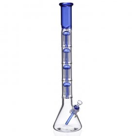 2 Foot Bong Quad Tree Perc Bong with A Matching Down Stem and A Bowl - Blue New