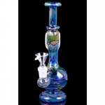 The Atlantis - 24KT Golden Bubble Trap Water Bong on Cobalt Blue Tubing. New