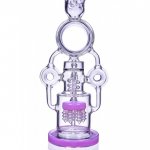 The Quidditch - 21" Triple Donut Multi Perc Bong - Pink New