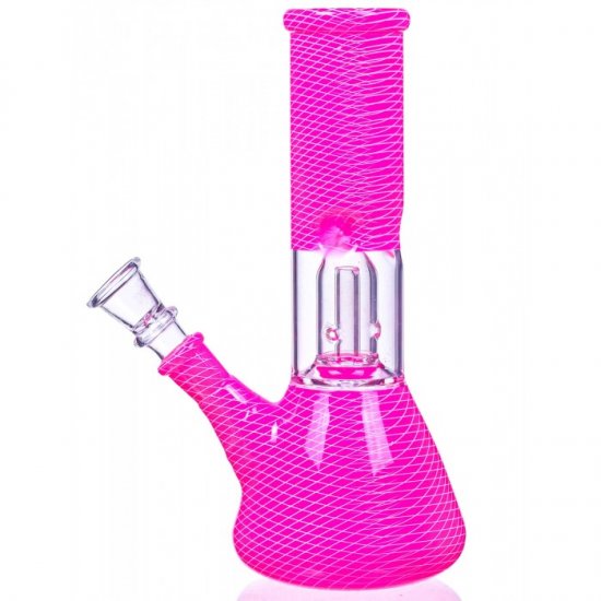 8\" Matrix Percolator Girly Bong With Down Stem and built in Bowl - Hot Pink New