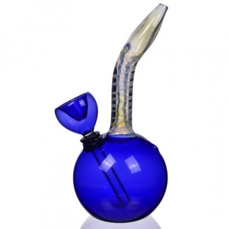 6" Spiral Tilted Fumed Mini Bong - Blue New