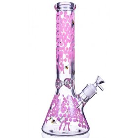 The Apiary - 14" Honeycomb Beaker Bong - Pink New