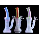 10" Silicone Bong with Showehead Perc to Honeycomb Perc - Tilted Rasta New