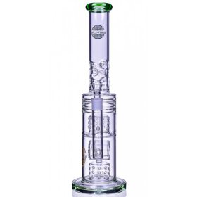 The Wicked Tower - On Point Glass - 18" Straight Swiss to Donut Perc Bong - Ice Green New