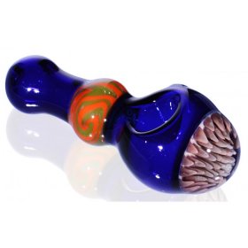 4.5" Flower Head Zig Zag Glass Pipe - Blue New