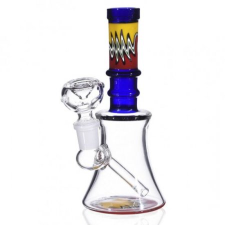 Rainbow Smash - 6" Mini Bong with Ice Catcher - Wigwag Pattern - Blue New