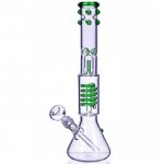 Nucleus - 14" Inline to Coil Perc Beaker Bong - Green New