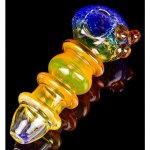 Outter Matter - 5" Gold Fumed 24KT Fritted Glass Hand Pipe - Blue New