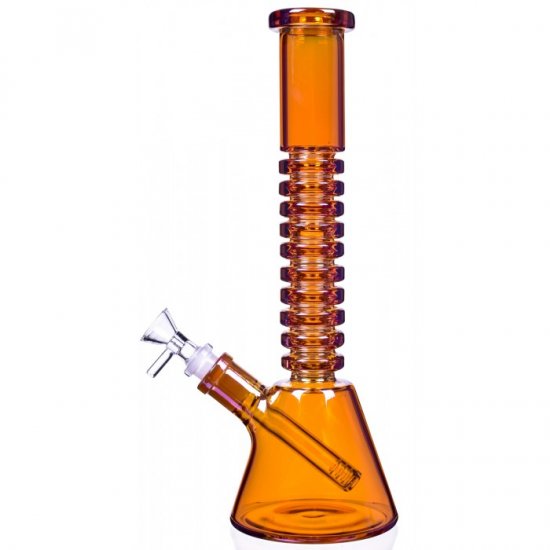 The Gold Mine - 12\" Electro Plated Beaker Bong - Iridescent / Amber New