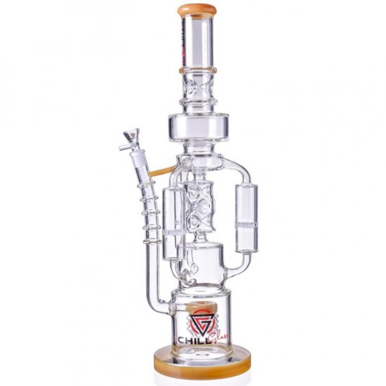 Chill Glass 20\" Triple Chamber Bong with Multi Perc - Yellow New