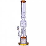 SMOKENATOR - LOOKAH PLATINUM DESIGN SERIES BONG - 20" PLATINUM DONUT RECYCLER BONG WITH SPIRAL PERCS - Amber New