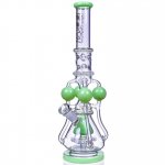 The Amazonian Trophy - LOOKAH PLATINUM SERIES - 19" SMOKING BONG WITH 4 CIRCULAR CHAMBER RECYCLER AND SPRINKLER MUSHROOM PERC - Clear Green New