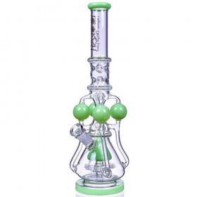 The Amazonian Trophy - LOOKAH PLATINUM SERIES - 19" SMOKING BONG WITH 4 CIRCULAR CHAMBER RECYCLER AND SPRINKLER MUSHROOM PERC - Clear Green New
