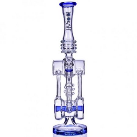 Twin Turbo - Lookah? - 16" Double Barrel Recycler Bong - Clear Blue New