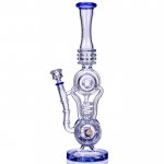 Twin Turbo - Lookah? - 16" Double Barrel Recycler Bong - Clear Blue New