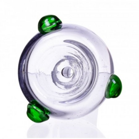 Smoking Accessories 14mm Dry Male Glass Bowl With Green Accent - Dry Herb New