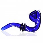 4" Ridged Sherlock Glass Pipe - Blue New