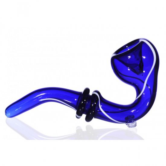 4\" Ridged Sherlock Glass Pipe - Blue New