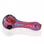 3.5" Marble Fritter Glass Spoon Hand Pipe - Red Fritt New