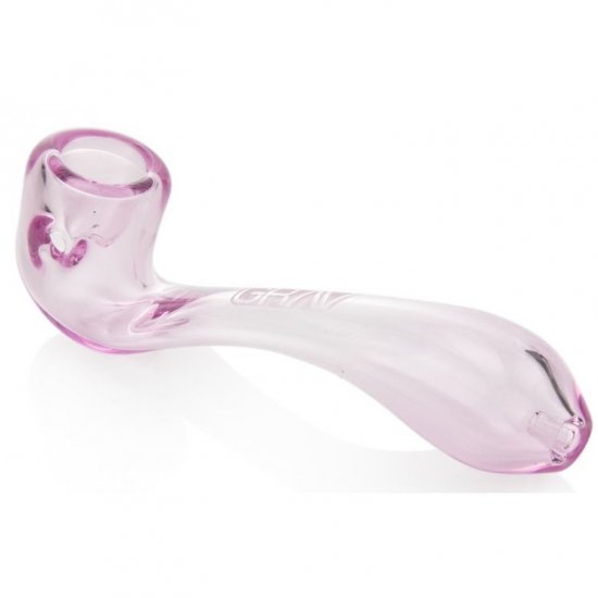 GRAV? Classic Sherlock 6\" Shiny Curved Sherlock Glass Hand Pipe - Pink New