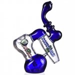 7" Double Chamber Glass Bubbler - Blue New