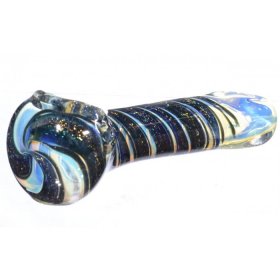 4" Twisted Dichro Glass Pipe - Black New