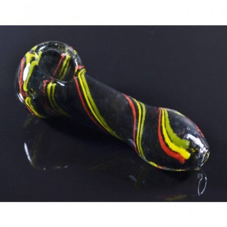 4" Black Pipe - Rasta Stripes New