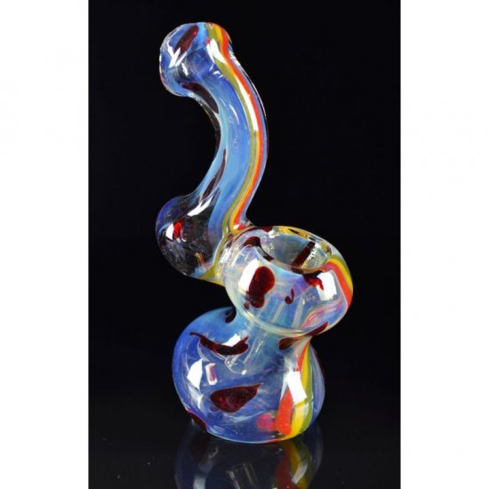 6\" Rasta Striped Bubbler - Fumed Spotted New