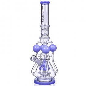 The Amazonian Trophy - LOOKAH PLATINUM SERIES - 19" SMOKING BONG WITH 4 CIRCULAR CHAMBER RECYCLER AND SPRINKLER MUSHROOM PERC - Milky Blue New