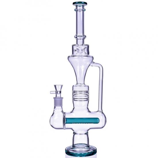 Smoker\'s Slide - 17\" One-Arm Inline Recycler Bong Water Pipe - Teal New