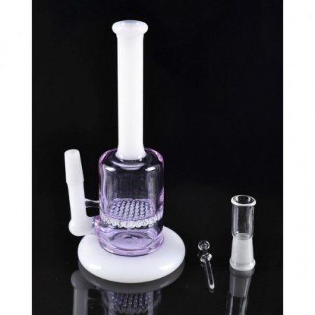 5" Micro Honeycomb Oil Rig Water Pipe - White & Purple New