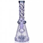 Mortal Smoke - 8" Spiral Design Matrix Perc Beaker Bong - Ash Black New