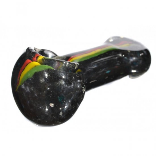 4\" Black Pipe - Rasta Stripes New