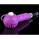 Stratus - 4" Silicone Hand Pipe 2 In 1 With Honey Dab Straw - Pinkish Purple New