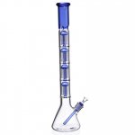 2 Foot Bong Quad Tree Perc Bong with A Matching Down Stem and A Bowl - Blue New