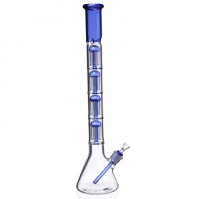 2 Foot Bong Quad Tree Perc Bong with A Matching Down Stem and A Bowl - Blue New