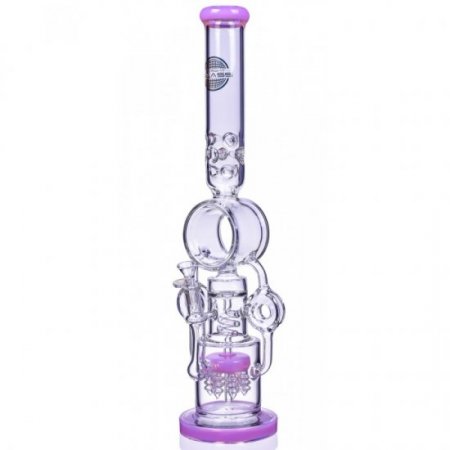 The Quidditch - 21" Triple Donut Multi Perc Bong - Pink New