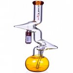 Chill Glass 15" Double Zong Bong w/ Down Stem and 14mm Dry Bowl - Amber New