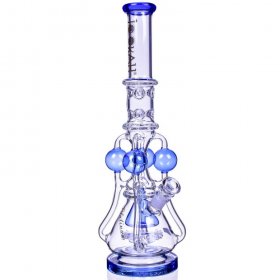 The Amazonian Trophy - LOOKAH PLATINUM SERIES - 19" SMOKING BONG WITH 4 CIRCULAR CHAMBER RECYCLER AND SPRINKLER MUSHROOM PERC - Sky Blue New