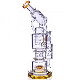 Smoke Slasher - Lookah? - 16" Sprinkler Perc Recycler Bong - Amber New