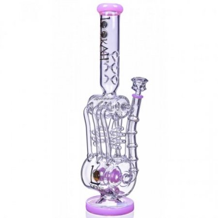 The Missing Alderaan Relic - Lookah? - 18" Barrel Spiral Blast Recycle Ice Glass Bong - American Pink New