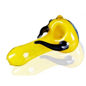 3" Zig Zag Head Horn Glass Pipe - Yellow New