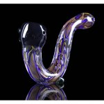 5" Fumed Purple Venous Sherlock Glass Hand Pipe - Color Veins New