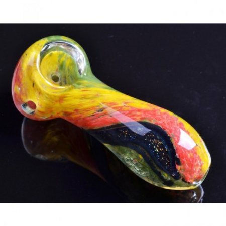 3.5" Colored Swirled Dichro Pipe - Rasta Dichro New