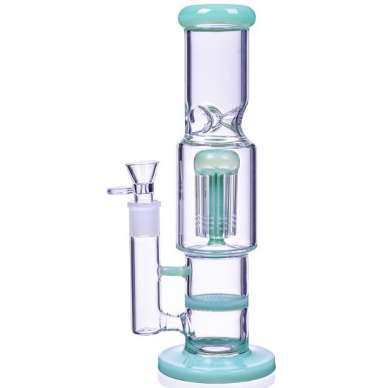 Rocket Pod - 12\" Straight Tree to Honeycomb Perc Bong - Jade Green New