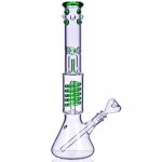 Nucleus - 14" Inline to Coil Perc Beaker Bong - Green New