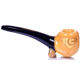 Diamond Glass? - 6" Sherlock Glass Hand Pipe - Amber/Black New