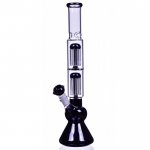 14" Double Tree Perc Beaker Bottom Bong - Black New